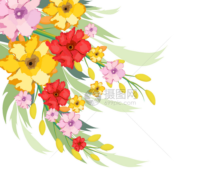 手绘水彩风格花卉鲜花元素背景图片