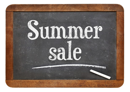 夏季销售标志孤立的老旧黑板上文字图片