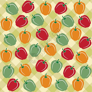 不同颜色矢量格式的甜辣椒无缝模式背景图片