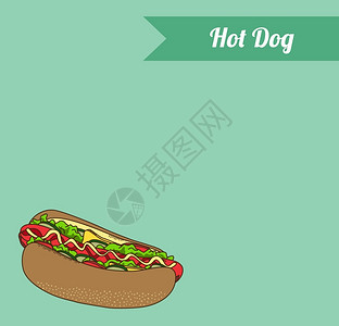 热狗食物主题矢量艺术图解热狗图片
