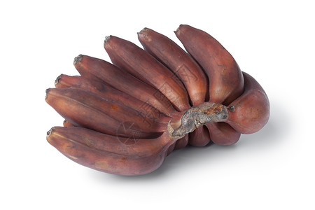 达卡白色背景的一连串新鲜成熟的红香蕉背景