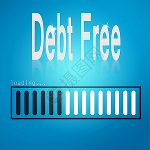 债务自由的蓝色加载栏图像带有高深的艺术作品可用于任何图形设计图片