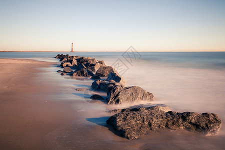 MorrisIslandLighthouse美国南卡罗来纳州阳光明媚的早晨背景