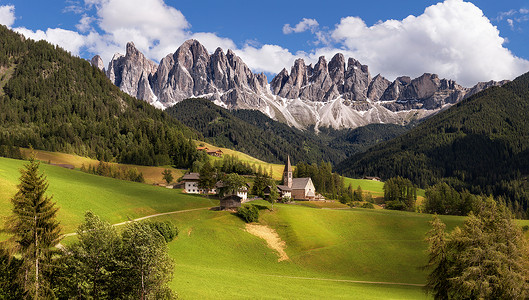 奥德尔集团DolomitesGeislerOdleDolomites集团全景ValdiFunes意大利欧洲背景