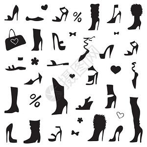 收集女鞋设计要素矢量说明收集女鞋插画