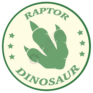恐龙足迹恐龙Paw打印环标签设计插画