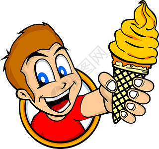 拿着冰淇淋的卡通男子拿着冰淇淋人物矢量插图的卡通男子图片