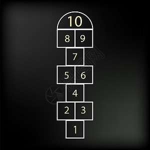 Hopscotch游戏孤立于抽象黑色背景图片
