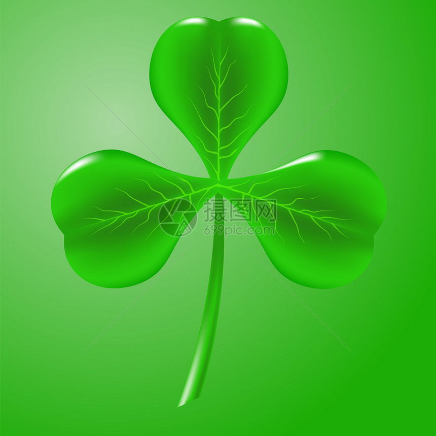 Shamrock绿色的CloverIlover孤立在绿色背景上圣帕特里克日的标志爱尔兰Shamrock图标图片