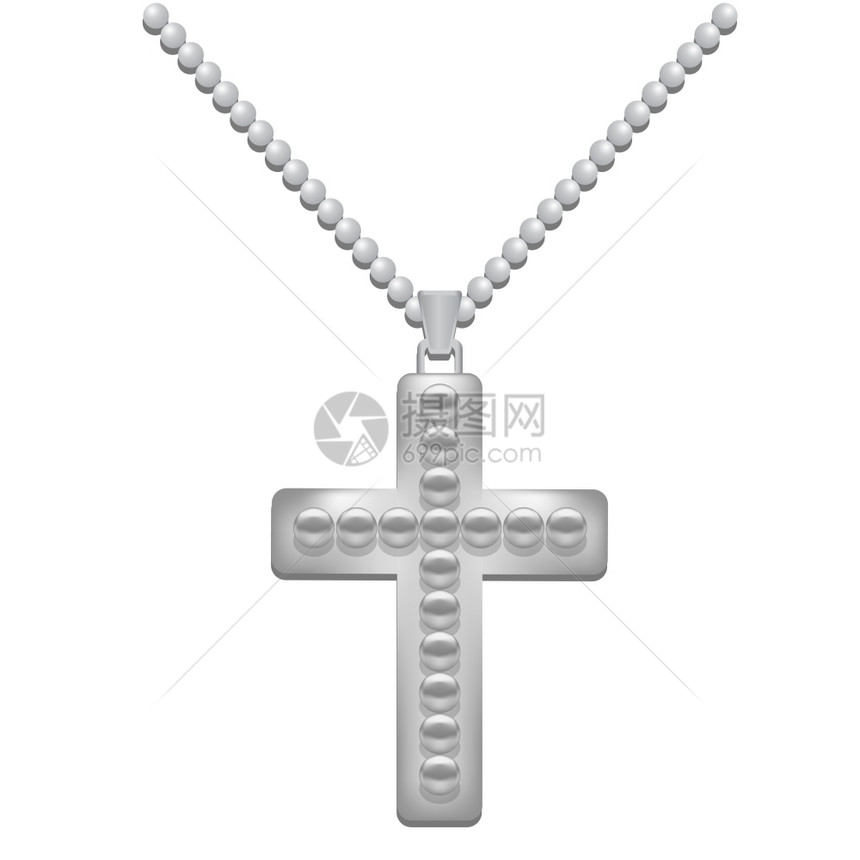 白背景孤立的银金属十字会宗信社银十字会圣图片