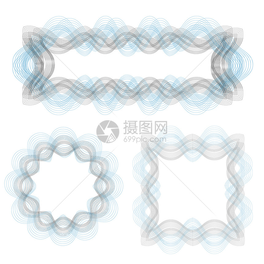 白色背景上孤立的抽象装饰波框架图片