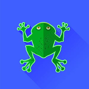 绿青蛙图标孤立于蓝底背景绿青蛙图片