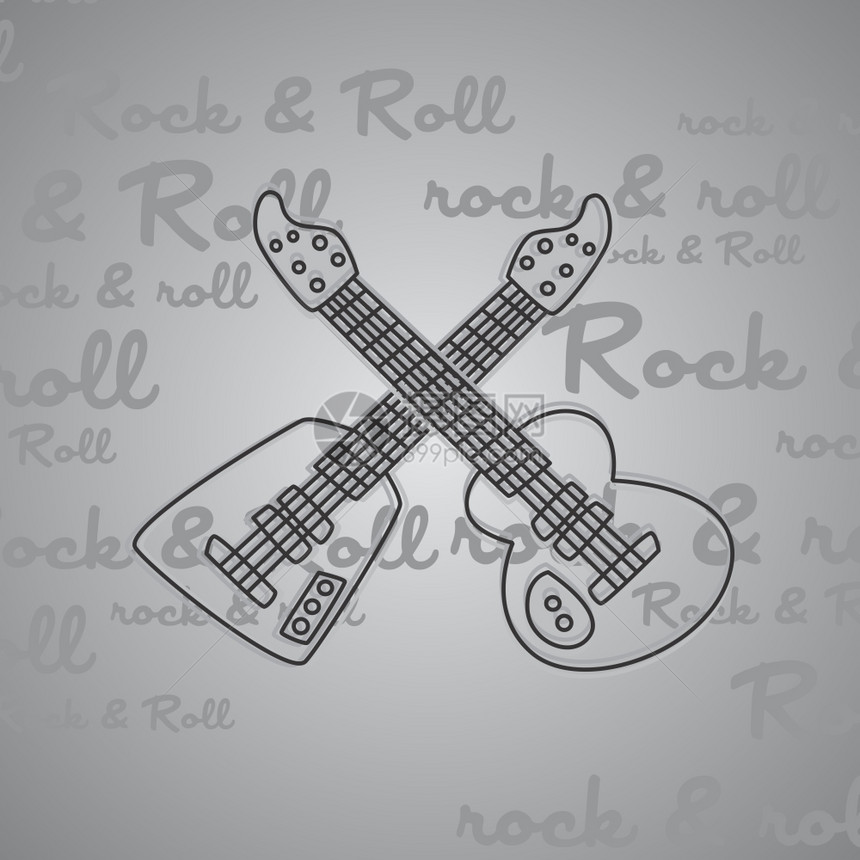 岩石和滚动吉他主题矢量艺术插图岩石和滚动吉他主题图片