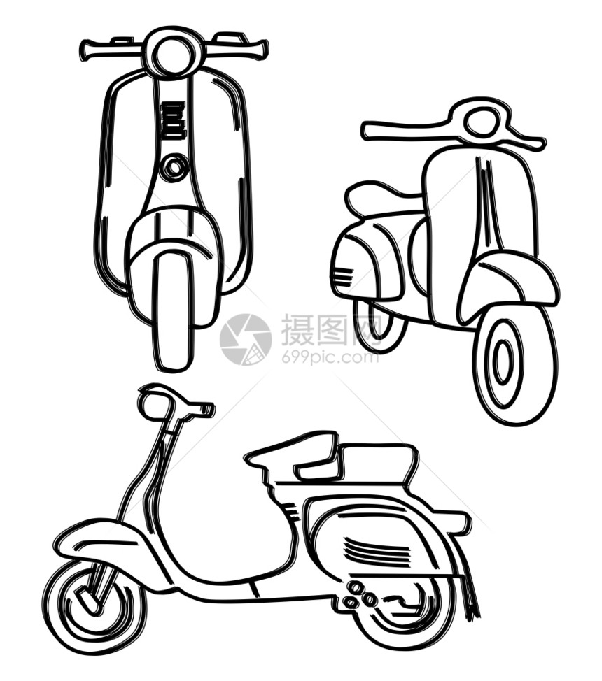 摩托车主题电动矢量图形艺术设计插主题图片