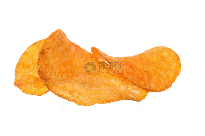 Crisps白背景孤立的土豆辣椒薯片图片