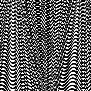 白色曲线条纹黑波背景催眠单色波模式背景