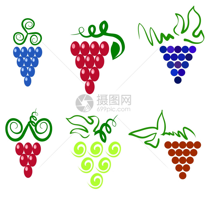 葡萄图标孤立的罗戈设计天然葡萄罗戈设计天然葡萄罗戈类型树图水果和蔬菜标绿叶隔离的葡萄树硅片图片
