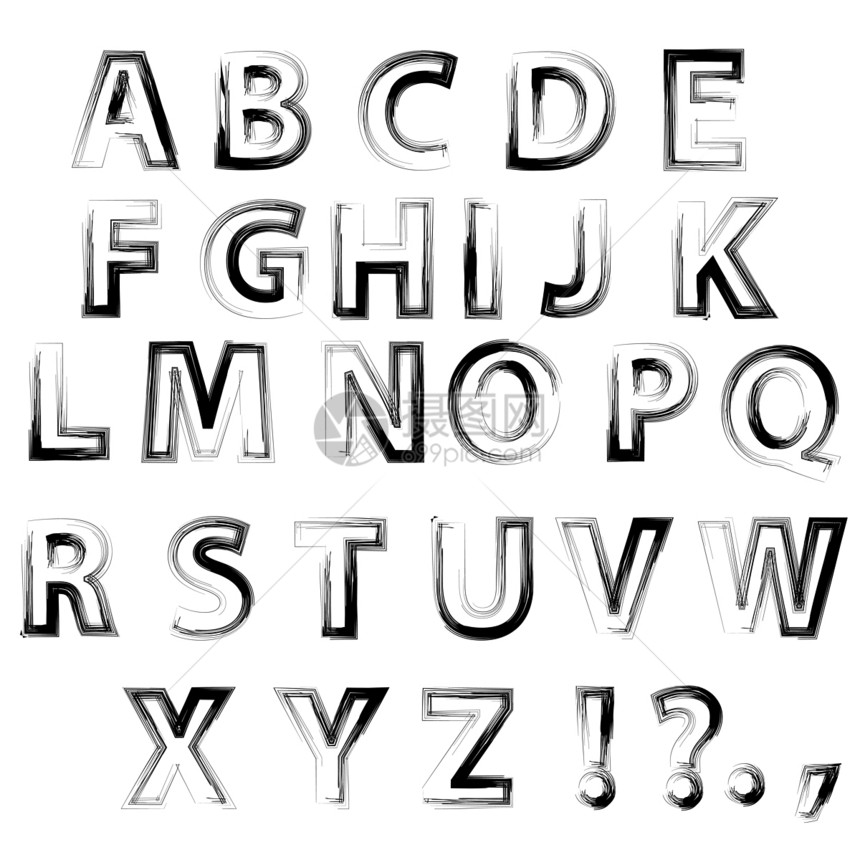白背景上孤立的字串母一组串母装饰刻符号串母图片