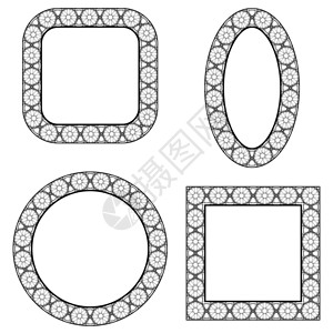 白色背景上分离的圆形装饰框架集圆形装饰框架集图片