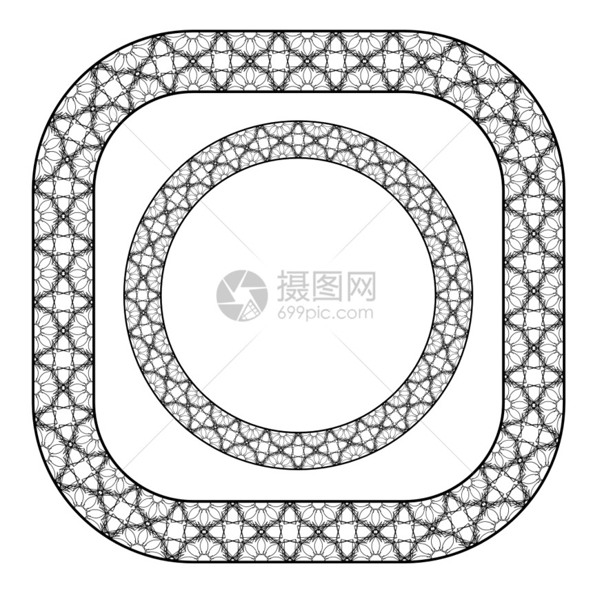 白色背景上分离的圆形装饰框架集圆形装饰框架集图片