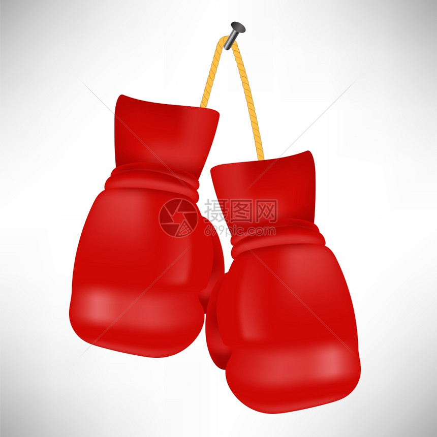白色背景上孤立的红色拳击手套红色拳击手套图片