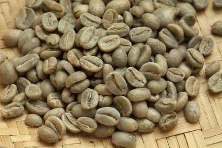 玻利维亚Yanaloma绿色未经烤熟的咖啡豆关闭图片