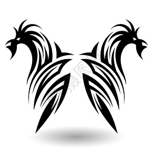 纹身展开翅膀复古黑色图腾翅膀矢量设计元素插画