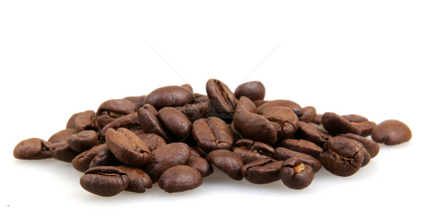 白孤立的咖啡豆图片
