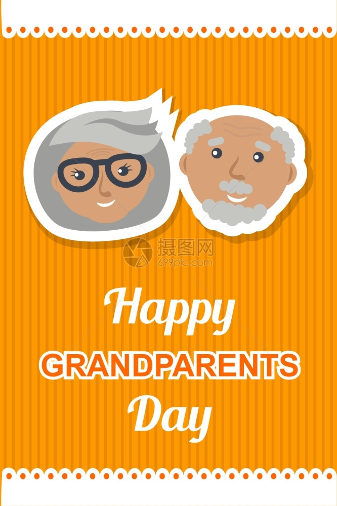 祖父母快乐日卡矢量插图祖母和父笑脸的矢量插图图片