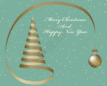 高雅的圣诞贺卡上面有丝带的fir树挂着反向颜色的fir玩具球也适合新年可爱设计矢量插图背景图片