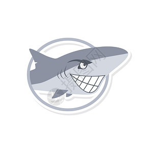 恶毒卡通可爱鲨鱼图标插画