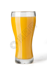 满杯橙汁在白背景上有剪切路径高清图片