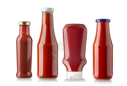 白色背景隔离的番茄酱瓶高清图片