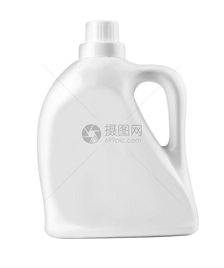 白塑料瓶用于液体洗衣涤剂清洁漂白或织物柔软并有剪路图片
