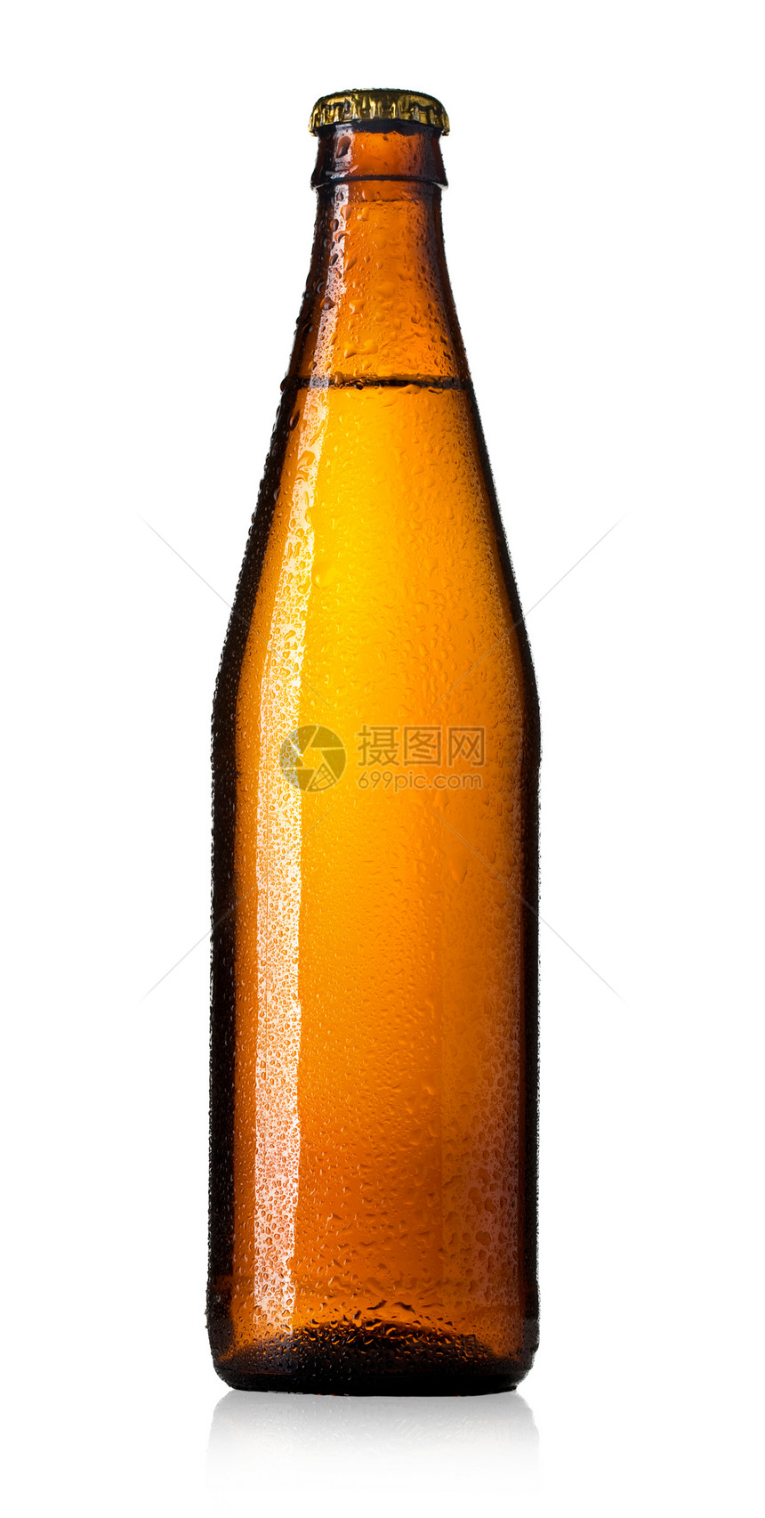 白背景上隔着滴水的啤酒瓶图片