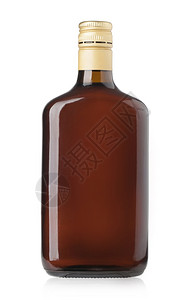 棕色瓶白色背景的美丽威士忌瓶有剪切路径背景
