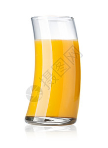 高球玻璃中的橙汁白背景孤立有剪切路径图片