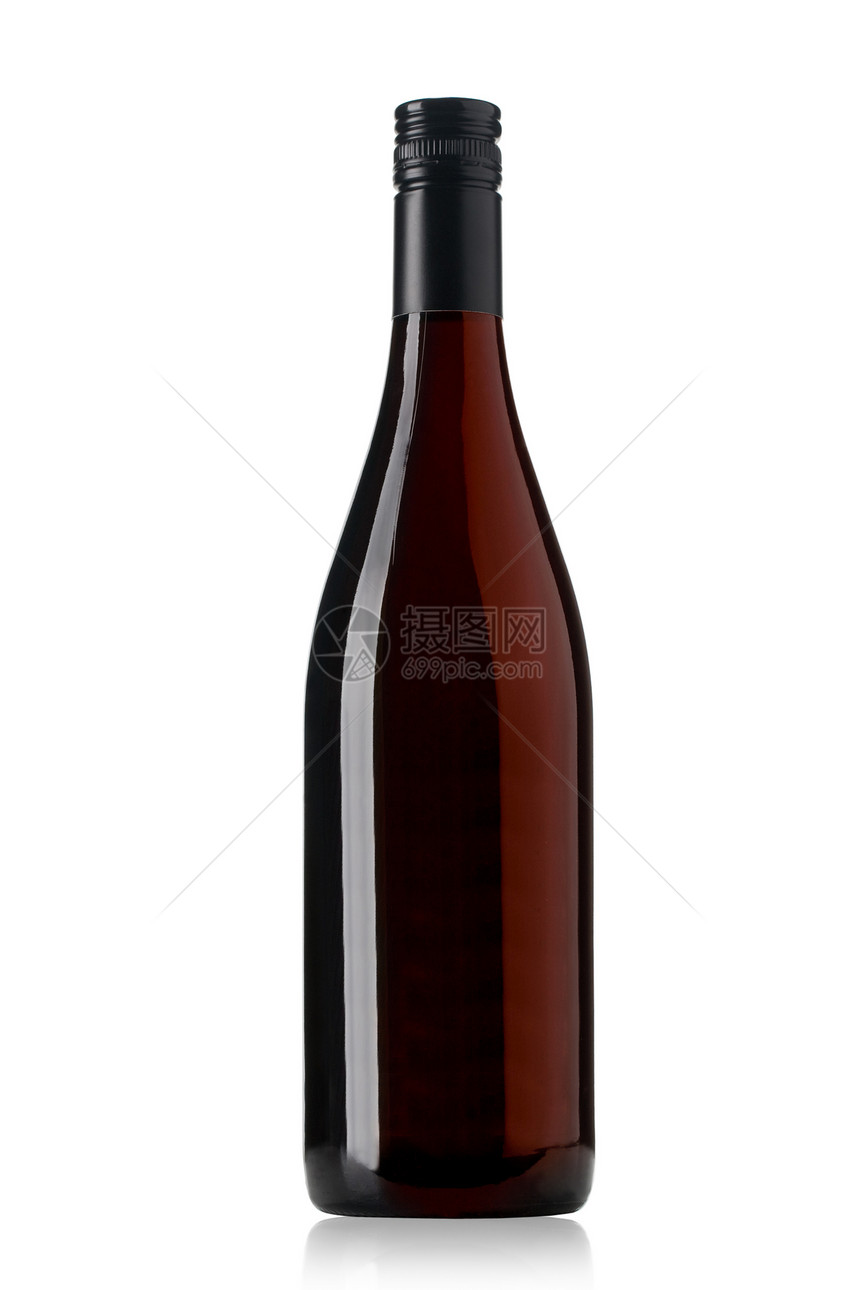 红葡萄酒和白背景隔绝的瓶子带有剪切路径图片