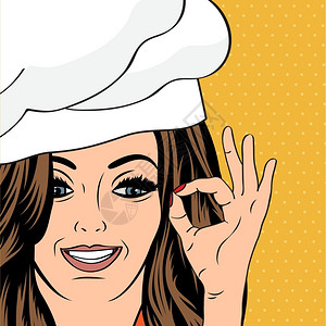 流行艺术女厨师以矢量格式插图图片