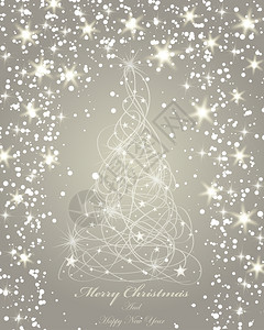 银色圣诞带有雪花和fir树的优雅圣诞贺卡Sepia背景与复制空间也适合新年设计矢量说明插画