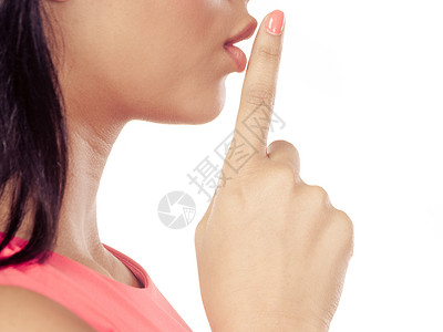 手指表示素材女在嘴唇上指手表示沉默势背景