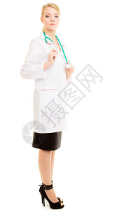 身穿大衣听诊器作为医生与世隔绝身穿大衣的妇女图片