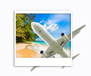 热带岛屿的喷气式飞机图片