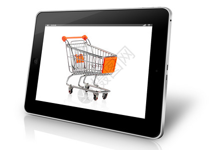 商业概念网上购物互联概念车和平板电脑图片