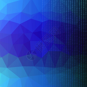 二进制代码蓝色多边形背景概念二进制代码编号算法二进制代码数据解密和编图片