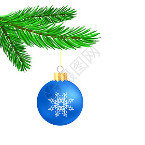 蓝色玻璃球绿飞箭处的玻璃球圣诞纪念白色背景的绿球图片