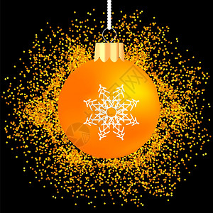 橙色玻璃球黄星背景上的色玻璃球黑暗背景上的金色玻璃球图片