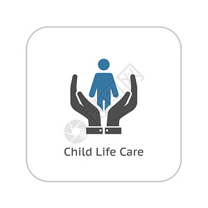 儿童护理儿童生命护理和医疗服务图标插画