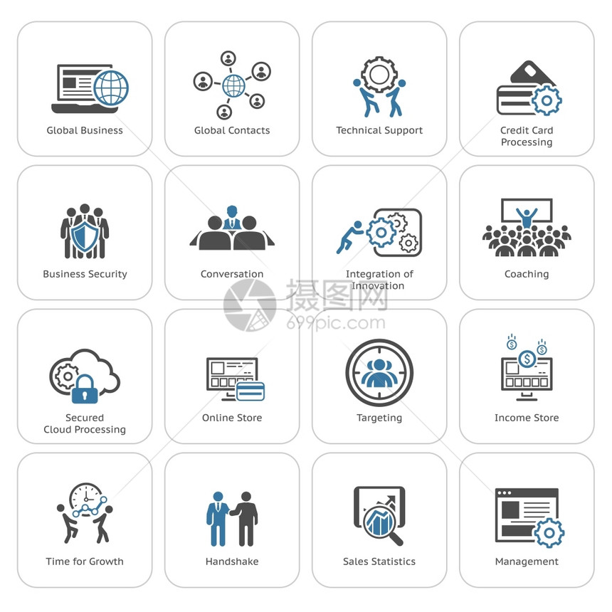 平面设计图标集商业和财务单独说明平面设计业务图标集图片