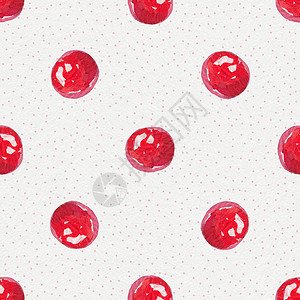 草莓可爱背景水彩画波尔卡点贝利手画图案图片